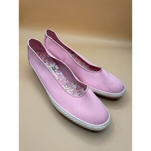 Vintage 60s 70s Daniel Green Outdorables Pink Canvas Wedge Sandals Womens 10 USA